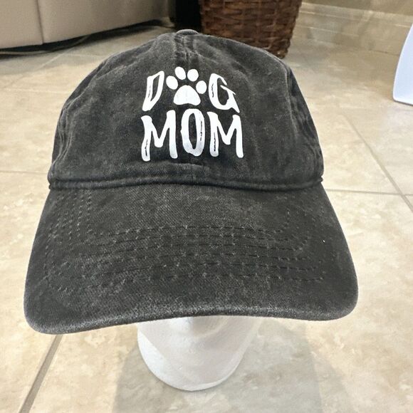 DOG MOM Puppy PAW Print Baseball Hat Cap Black Denim Graphic‎ Ladies Womens - Picture 1 of 5